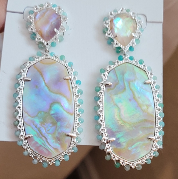 NWT KENDRA SCOTT IRIDESCENT EARRINGS SILVER - Picture 6 of 8